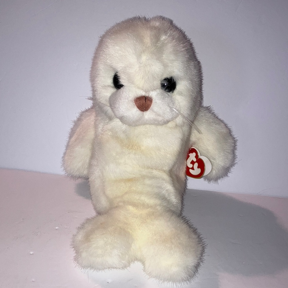 1997 Ty Misty White Plush Seal Stuffed Animal 11”